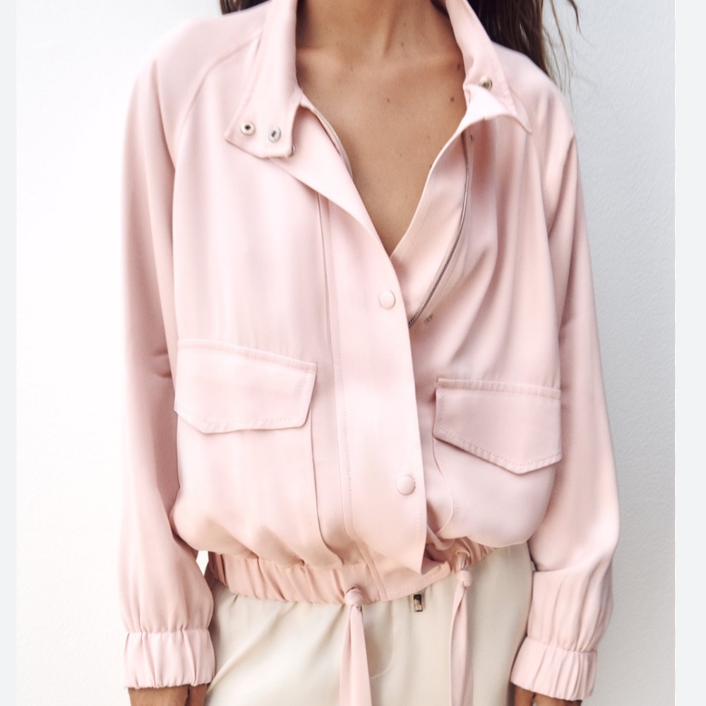 Zara Pocketed Flowy Bomber Jacket NWT Size Small